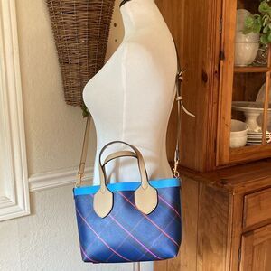 Banana Republic Blue Plaid Crossbody Bag Purse EUC